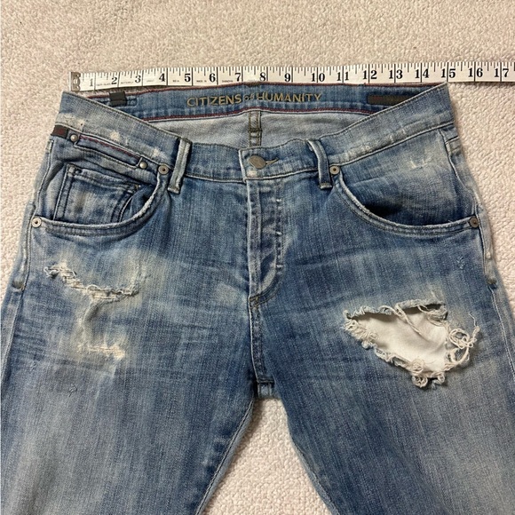 Citizens of Humanity Dylan Drop Rise Cropped Jeans Destroyed Distressed Straight - Picture 6 of 12